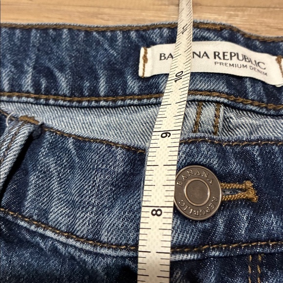 Banana republic premium denim cropped flare jeans women’s 27 Medium wash Raw ham - Picture 6 of 10